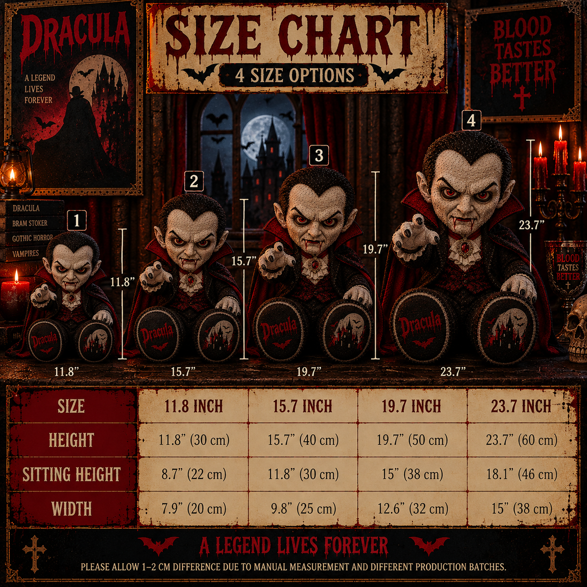 Dracula Gothic Vampire Custom Shape Pillow – Creepy Halloween Collector Gift