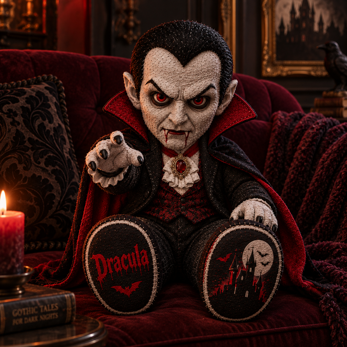 Dracula Gothic Vampire Custom Shape Pillow – Creepy Halloween Collector Gift