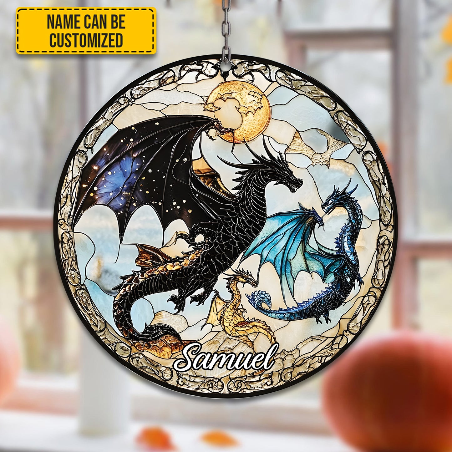 Dragon With Book - Personalized Acrylic Window