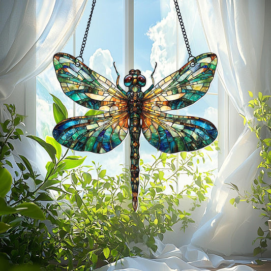 Colorful Dragonfly Acrylic Window Hanging Decor