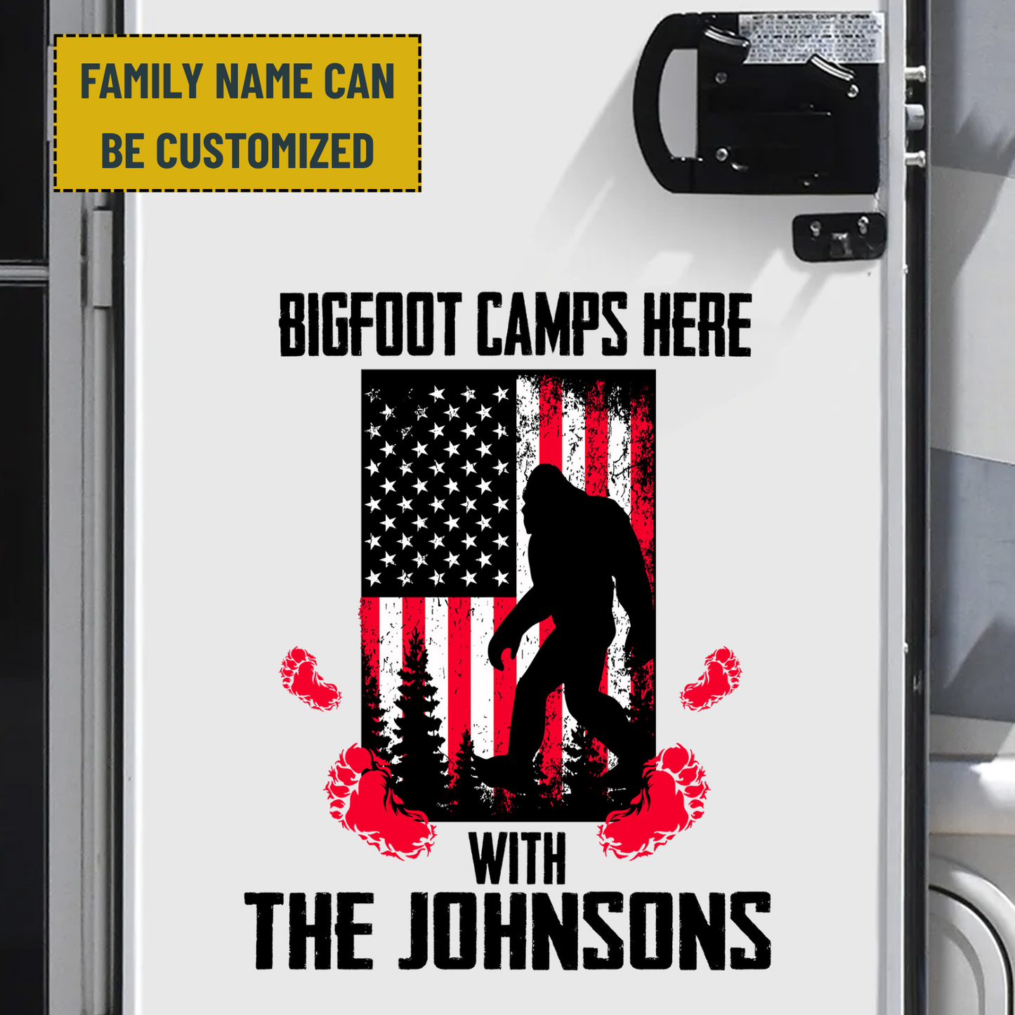 American Sasquatch Bigfoot - Personalized Family Name Decor Decal