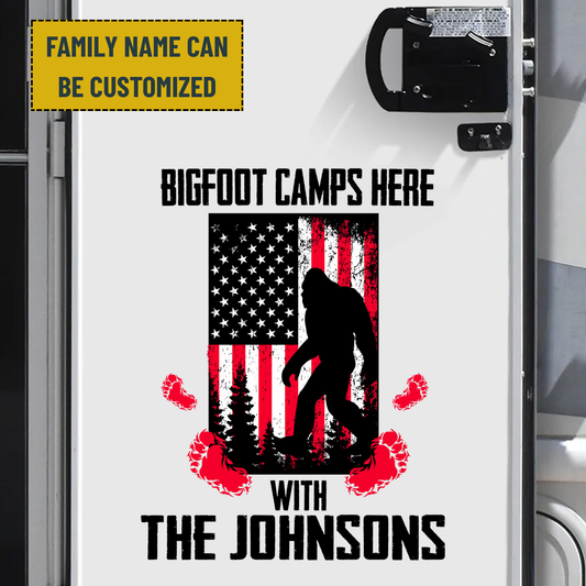 American Sasquatch Bigfoot - Personalized Family Name Decor Decal