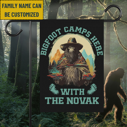 El Squatcho Bigfoot Camps Here - Personalized El Squatcho Bigfoot Garden Flag, House Flag