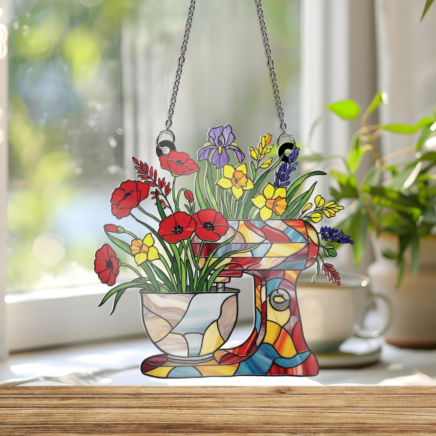 Floral Baker Acrylic Window  - Personalized Floral Baker Acrylic Window Hanging