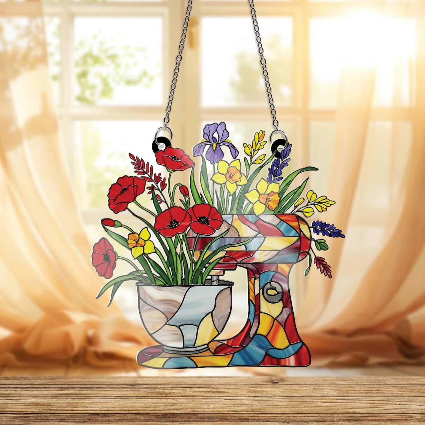 Floral Baker Acrylic Window  - Personalized Floral Baker Acrylic Window Hanging