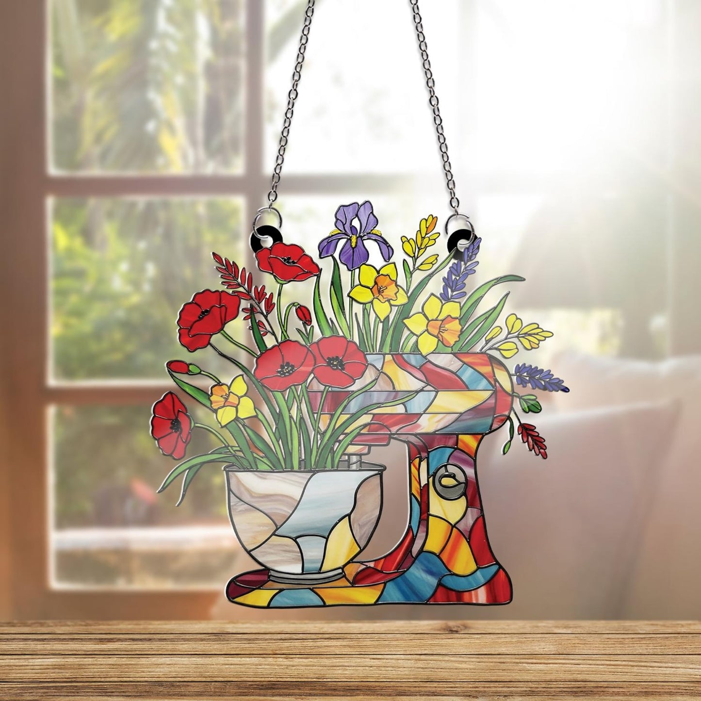 Floral Baker Acrylic Window  - Personalized Floral Baker Acrylic Window Hanging