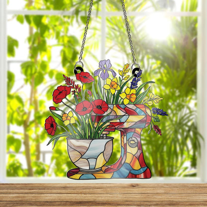 Floral Baker Acrylic Window  - Personalized Floral Baker Acrylic Window Hanging