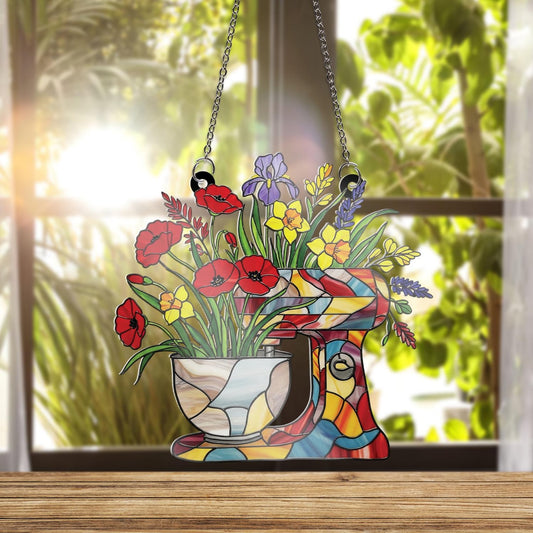 Floral Baker Acrylic Window  - Personalized Floral Baker Acrylic Window Hanging
