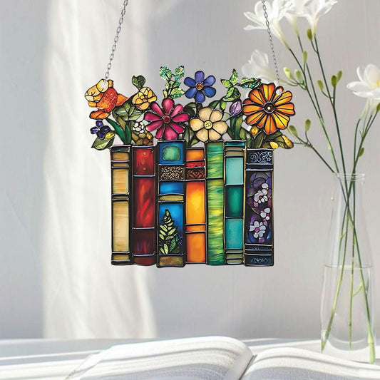 Book And Flower Acrylic Window Hangings - Decor Home