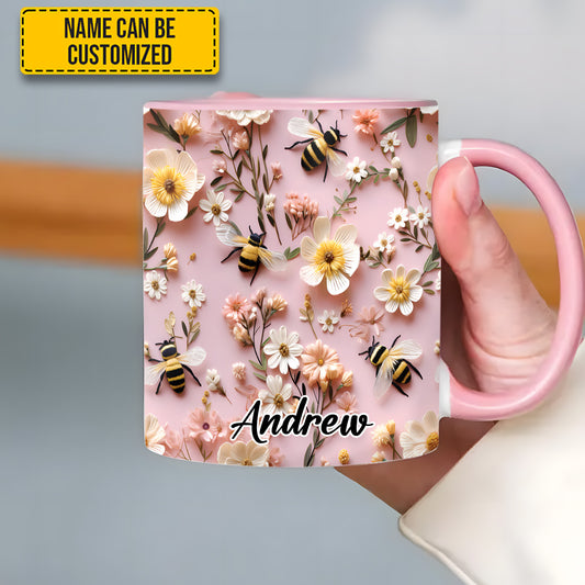 Flower and Bee - Personalized Accent Mug
