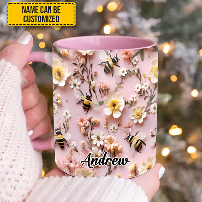 Flower and Bee - Personalized Accent Mug
