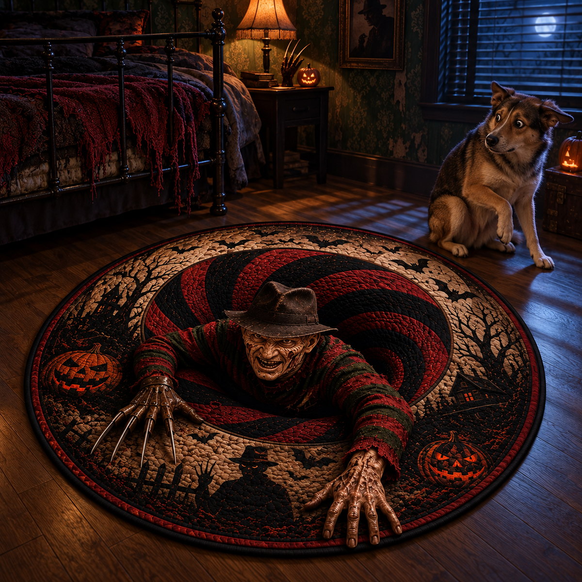 Freddy Krueger Elm Street Nightmare 3D Illusion Halloween Round Rug