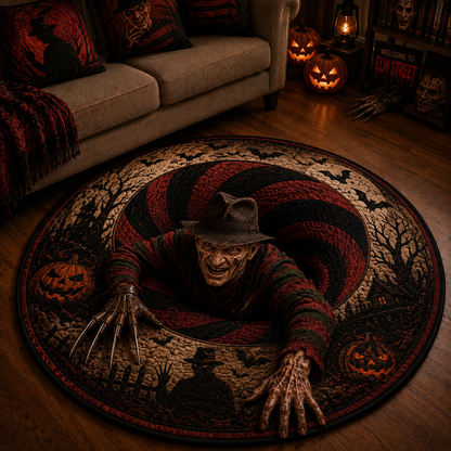 Freddy Krueger Elm Street Nightmare 3D Illusion Halloween Round Rug