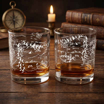 Fantasy Realm Map Whiskey Glass