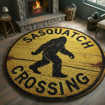 Bigfoot & Sasquatch Crossing Round Mat