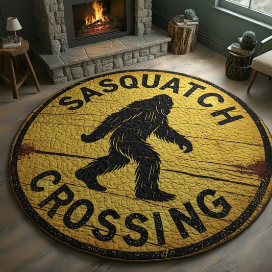Bigfoot & Sasquatch Crossing Round Mat