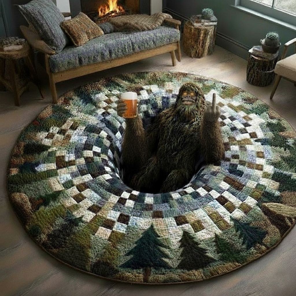 Sasquatch Surprise Quilted Round Mat
