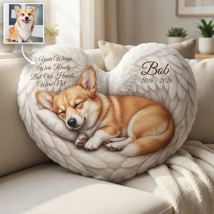 Personalized Pet Memorial Angel Wings Shape Pillow