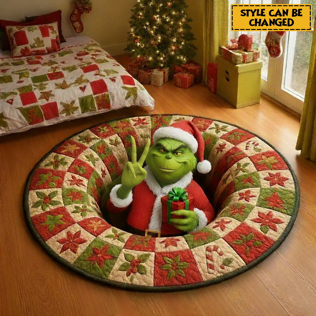 Green Monster’s Holiday Mood Quilted Round Mat