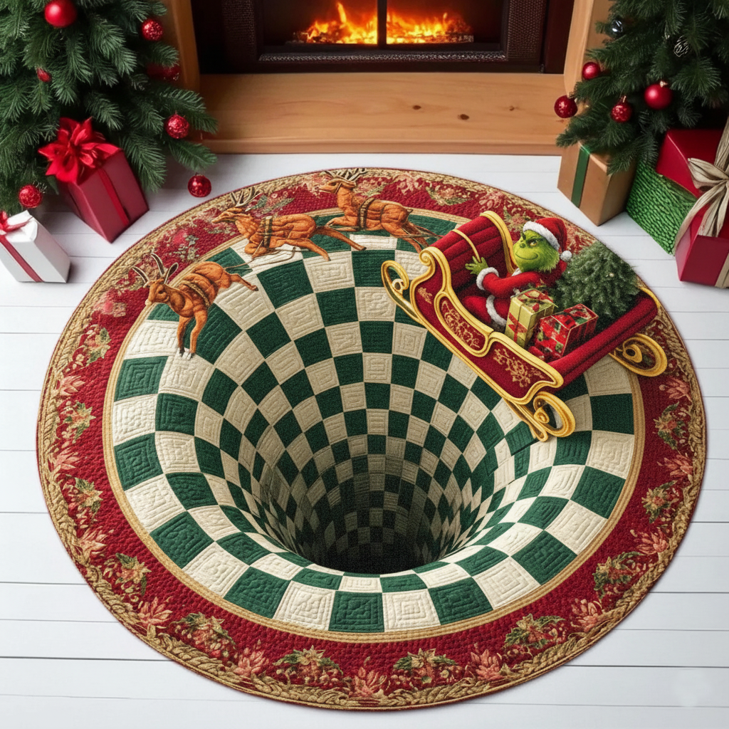 Green Monster’s Sleigh Ride Quilted Round Mat