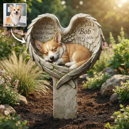 Your Wings Were Ready – Personalized Pet Memorial Angel Wings Acrylic Garden Plaque
