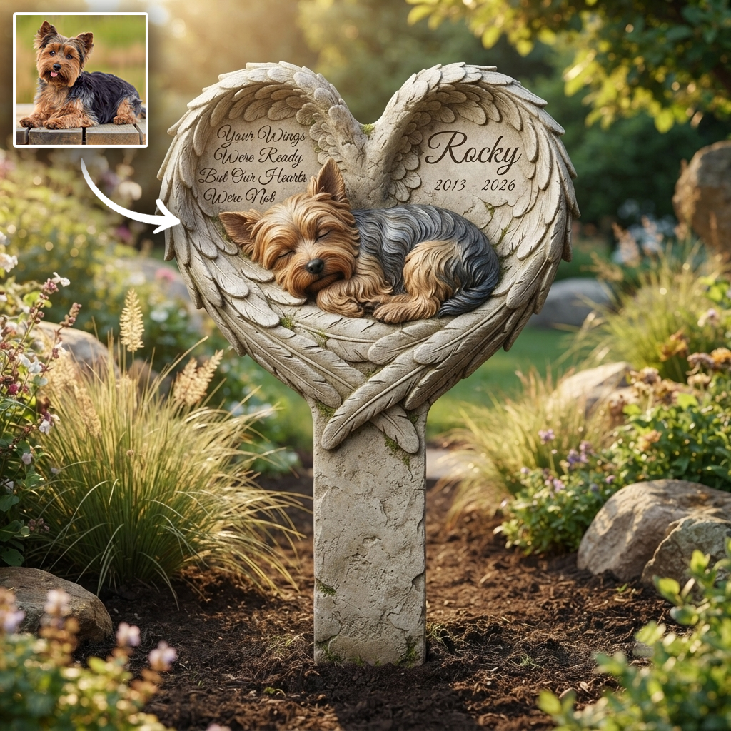 Your Wings Were Ready – Personalized Pet Memorial Angel Wings Acrylic Garden Plaque