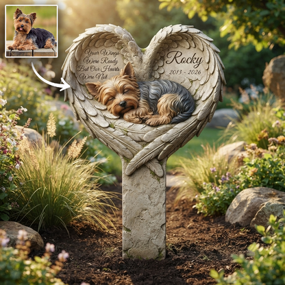 Your Wings Were Ready – Personalized Pet Memorial Angel Wings Acrylic Garden Plaque