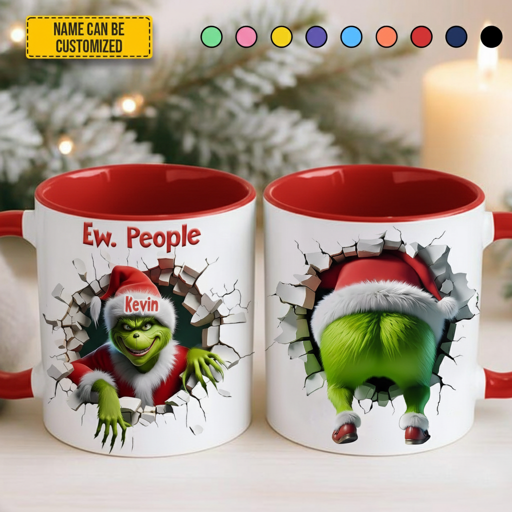 Funny Green Monster – Personalized Accent Mug