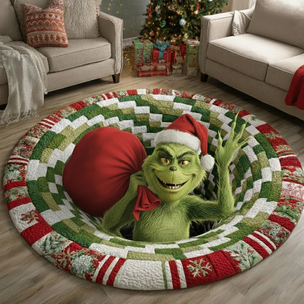 Green Trouble Maker Quilted Round Mat