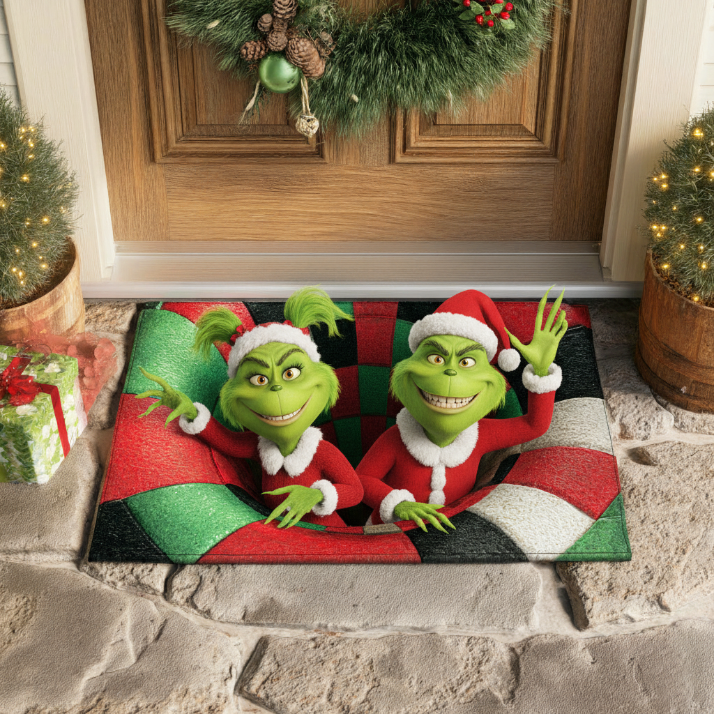 Merry Prank Couple Quilt Doormat