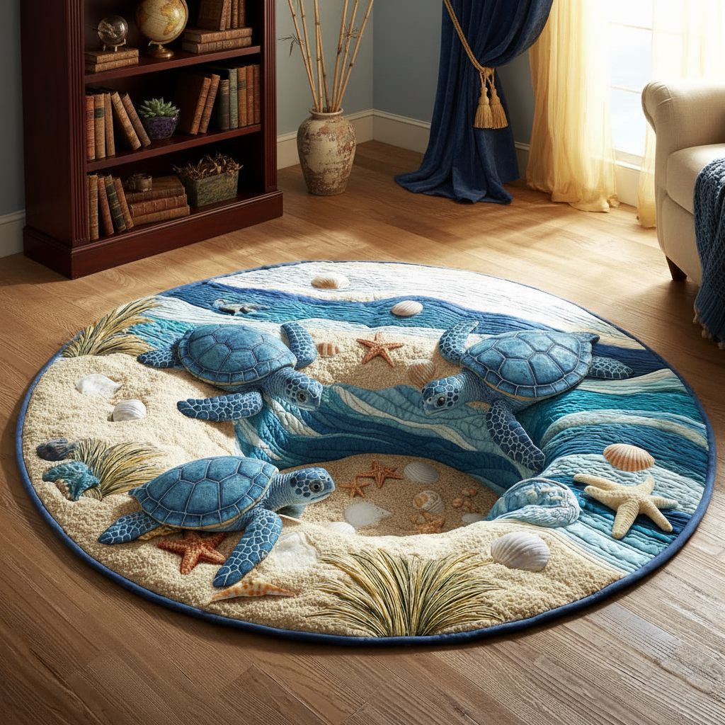 Beautiful Sea Turtle Paradise Round Mat