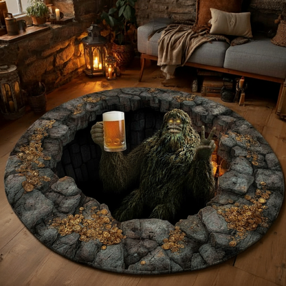 Bigfoot Beer Cave Round Mat