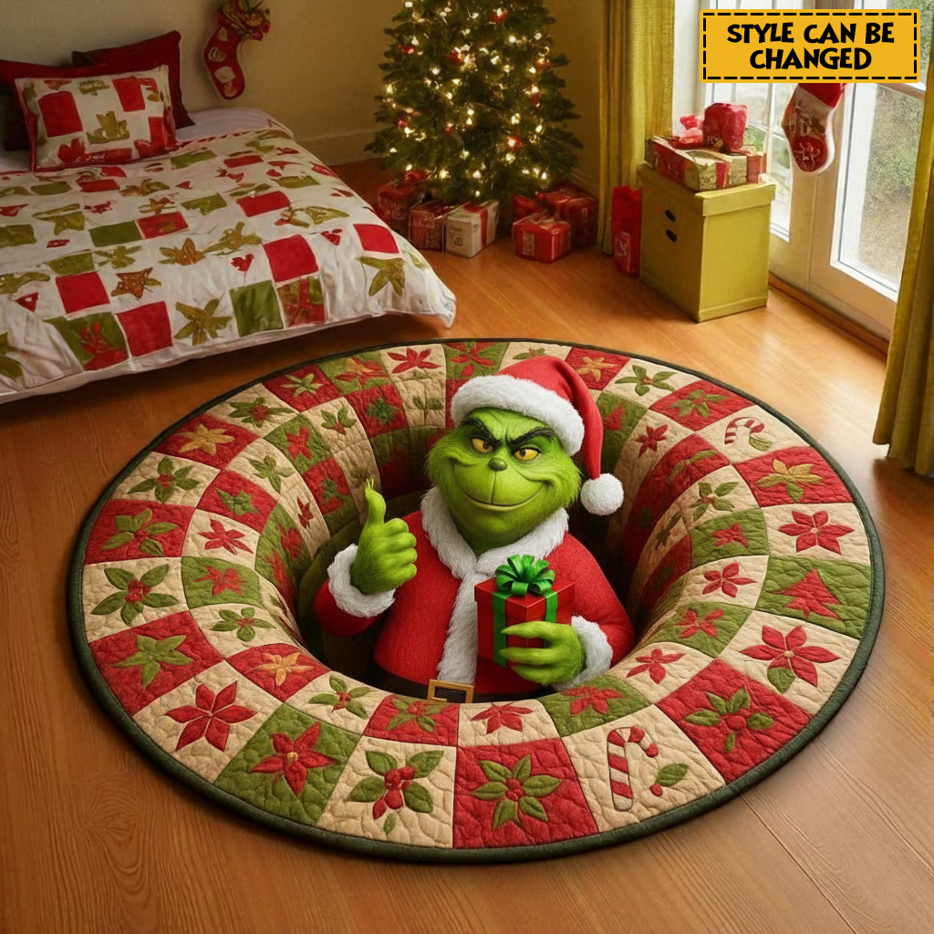 Green Monster’s Holiday Mood Quilted Round Mat