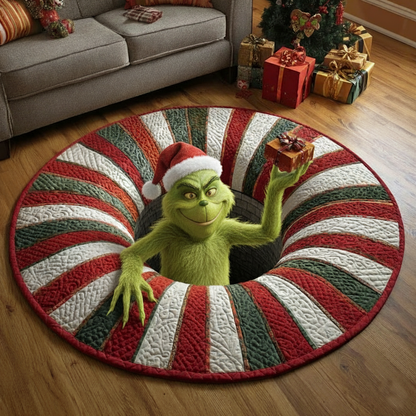 Green Monster’s Gift Hole Quilted Round Mat