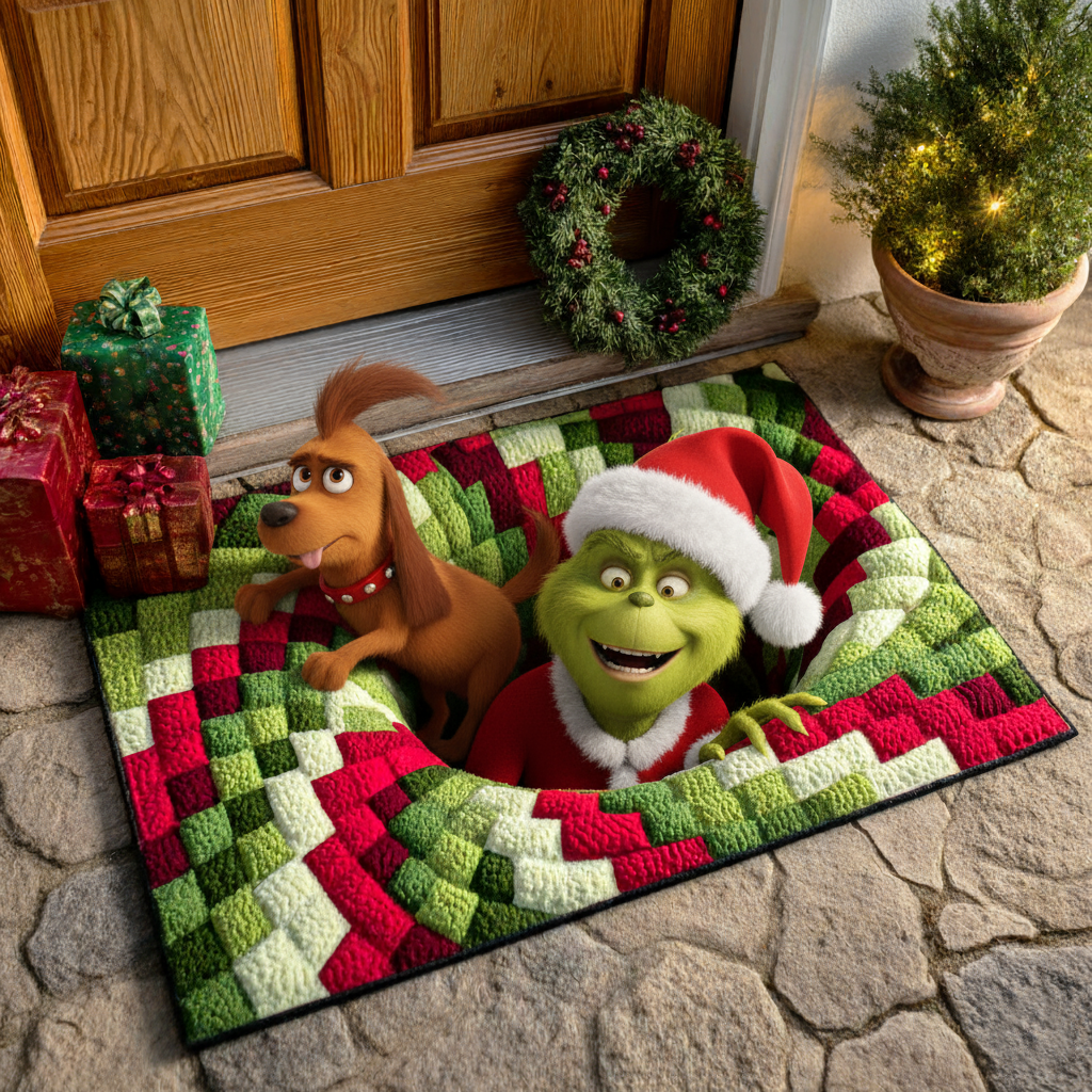 Christmas Mischief Couple Quilt Doormat