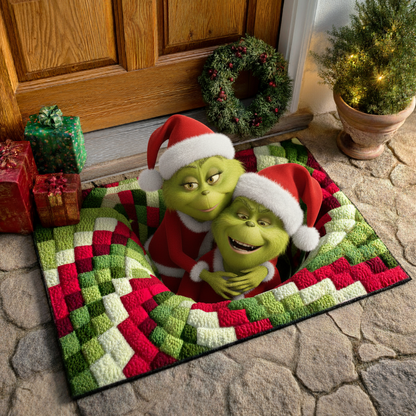 Christmas Mischief Couple Quilt Doormat