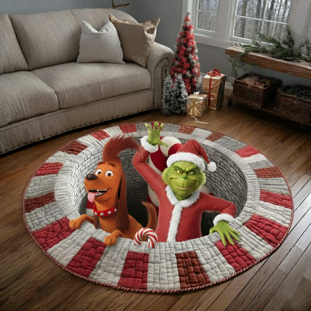 Cheerful Trouble Couple Quilt Round Mat