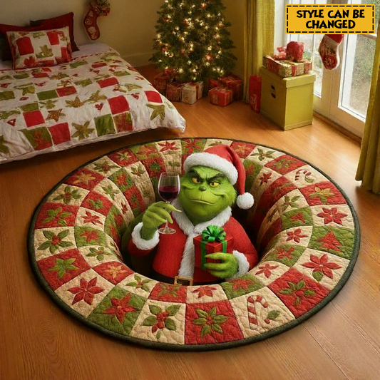 Green Monster’s Holiday Mood Quilted Round Mat
