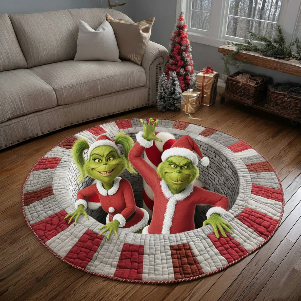 Cheerful Trouble Couple Quilt Round Mat