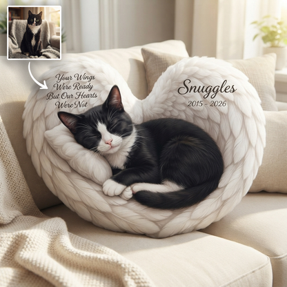 Personalized Pet Memorial Angel Wings Shape Pillow