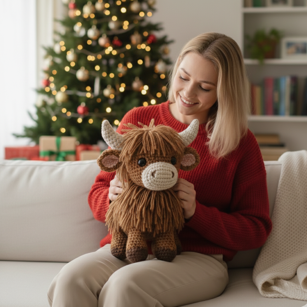 Cozy Highland Cow Shaped Pillow