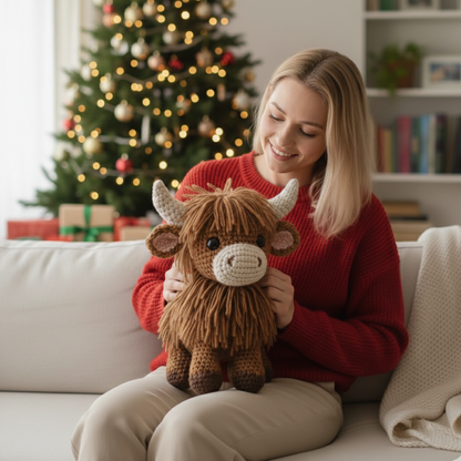 Cozy Highland Cow Shaped Pillow