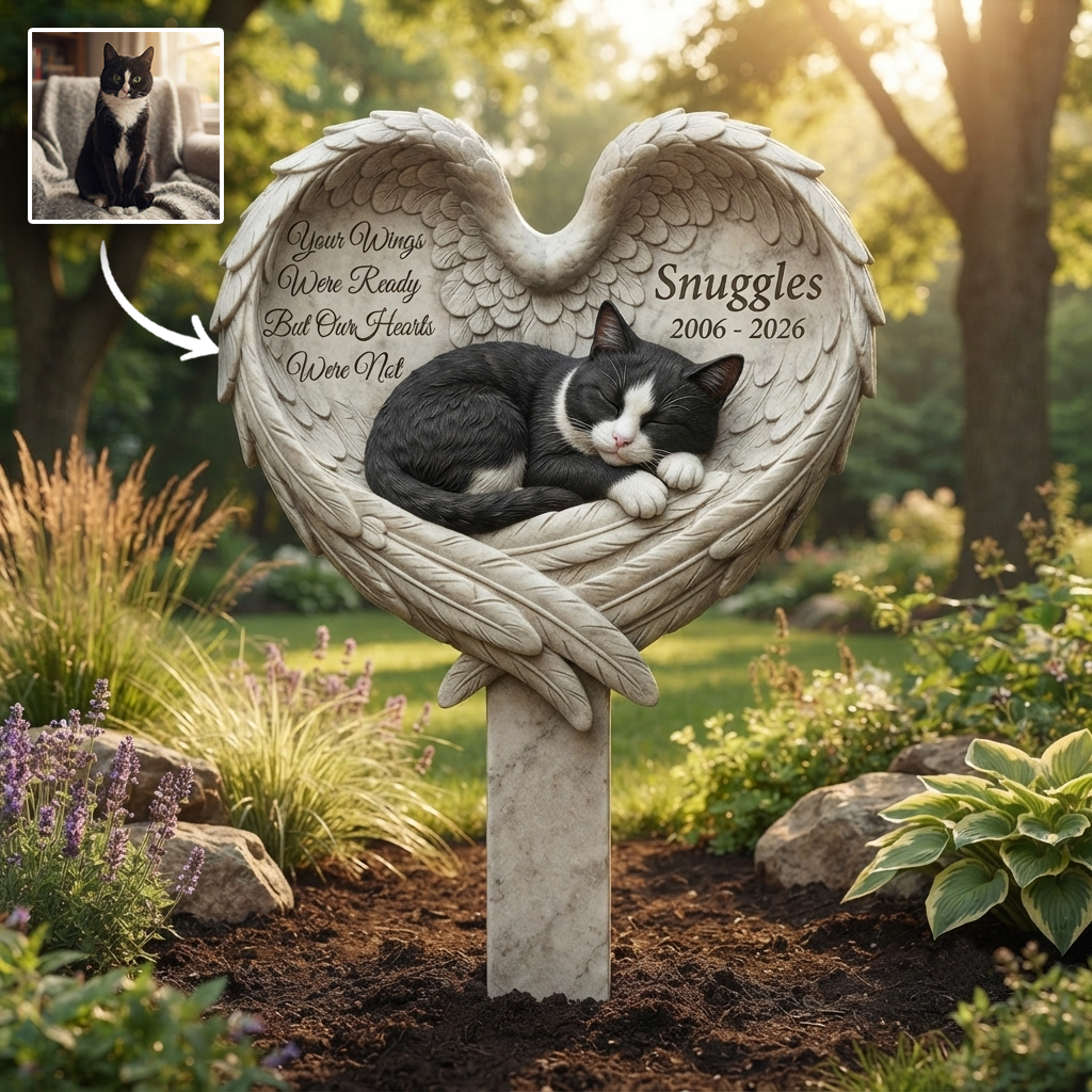 Your Wings Were Ready – Personalized Pet Memorial Angel Wings Acrylic Garden Plaque