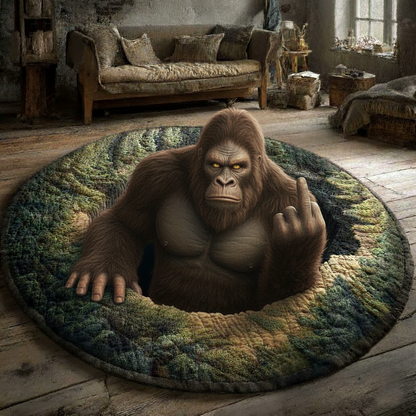 Sasquatch Outta the Woods Quilted Round Mat