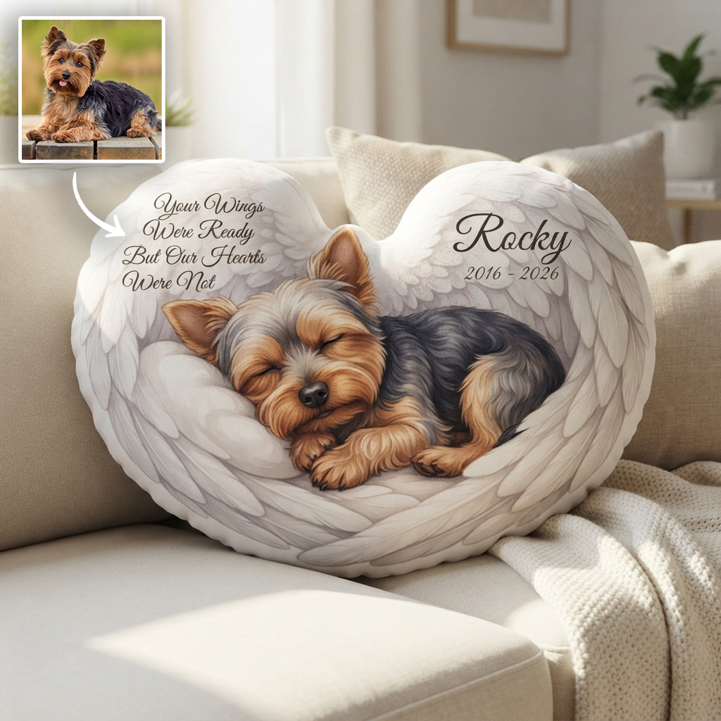 Personalized Pet Memorial Angel Wings Shape Pillow