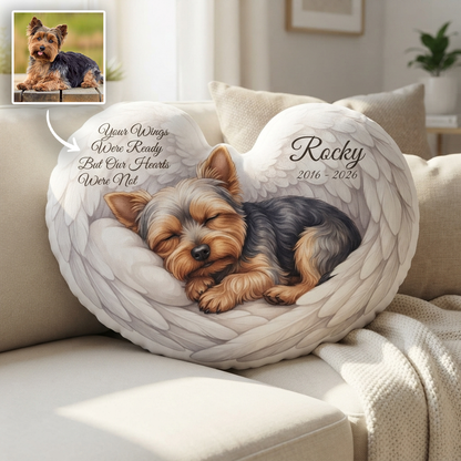 Personalized Pet Memorial Angel Wings Shape Pillow