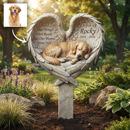 Your Wings Were Ready – Personalized Pet Memorial Angel Wings Acrylic Garden Plaque