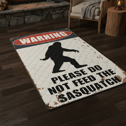 Funny Bigfoot Warning Area Rug
