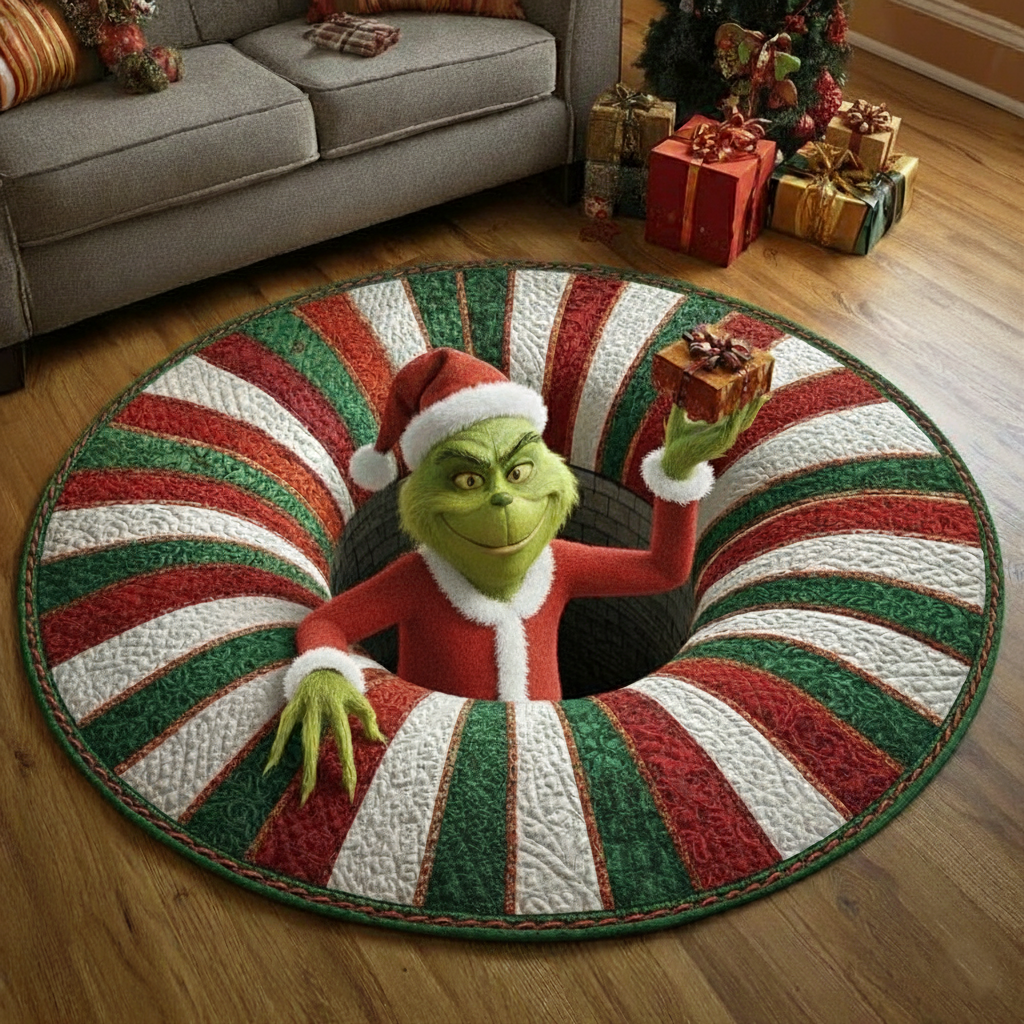 Green Monster’s Gift Hole Quilted Round Mat