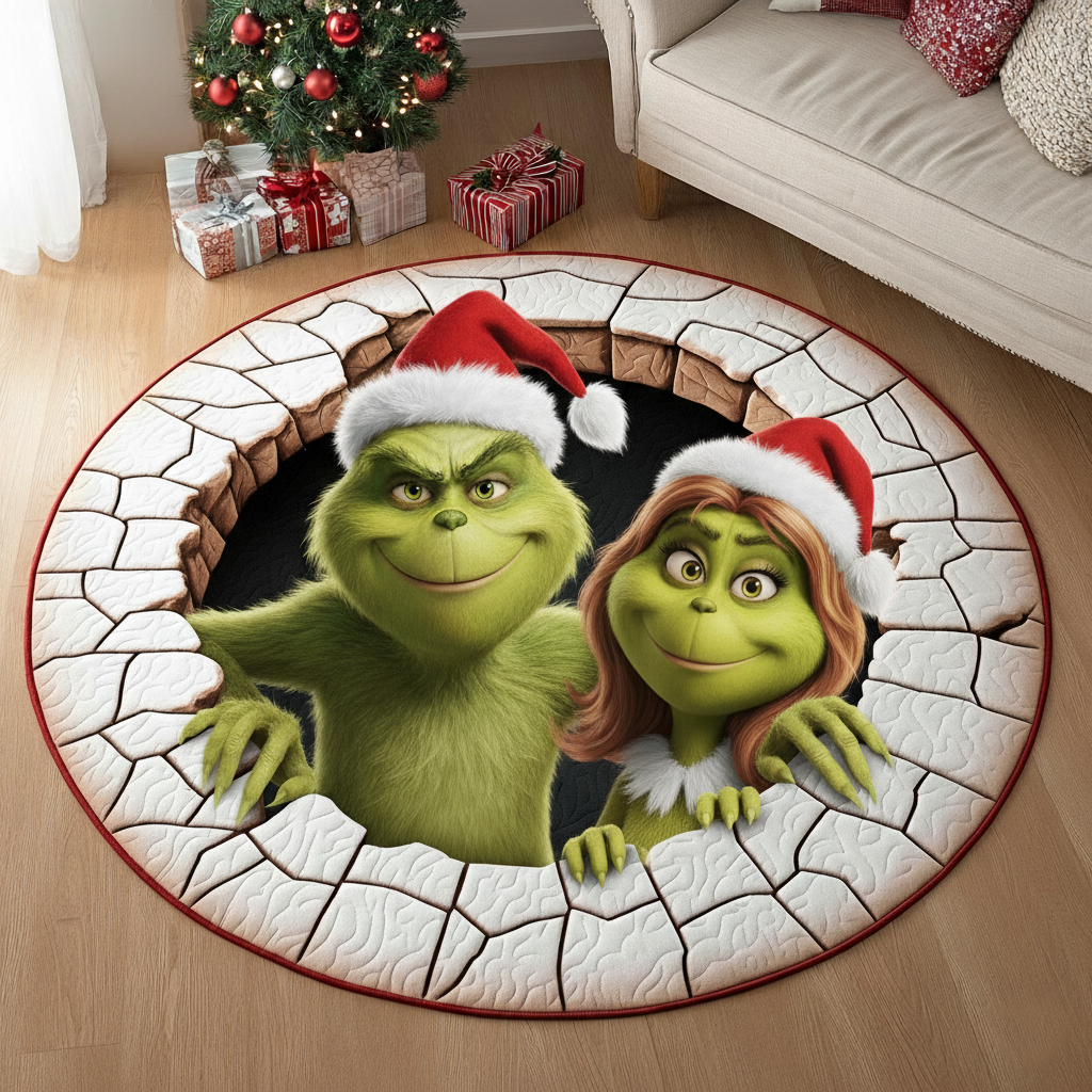 Merry Trouble Couple Quilt Round Mat